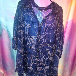 Women's Plus Maggie Barnes Blue Button Down Shirt